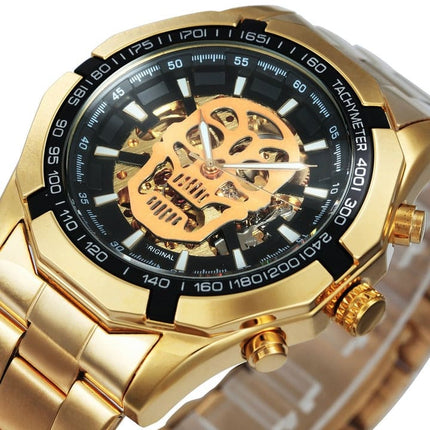 Stainless Steel Mechanical Wristwatches for Men with Skull Design - wnkrs