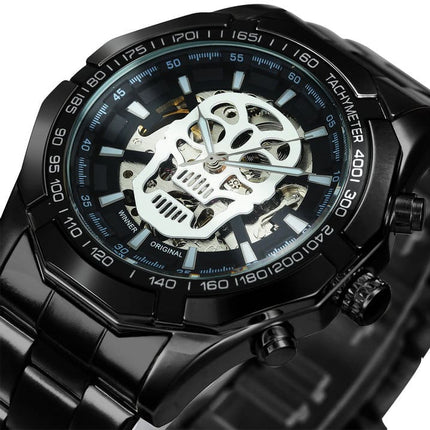 Stainless Steel Mechanical Wristwatches for Men with Skull Design - wnkrs