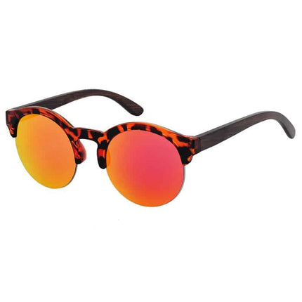Half Frame Round Bamboo Sunglasses - wnkrs