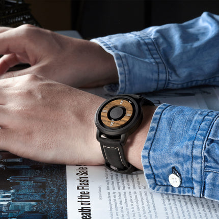 Men's Wooden Dial Watch with Leather Strap - wnkrs