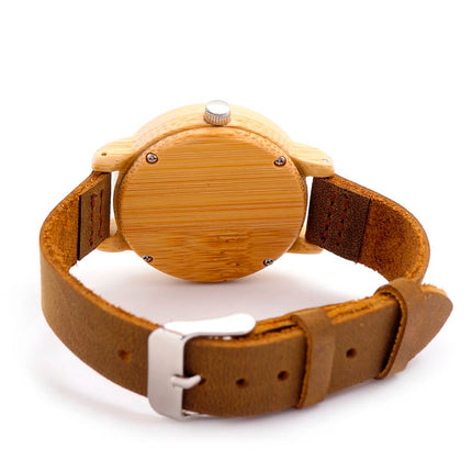 Women's Bamboo Watch with No Numbers Dial - wnkrs