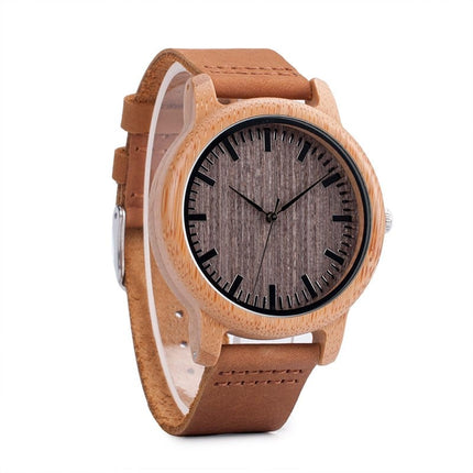 Elegant Genuine Leather Bamboo Wood Men's Watches - wnkrs