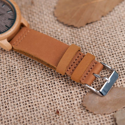 Elegant Genuine Leather Bamboo Wood Men's Watches - wnkrs