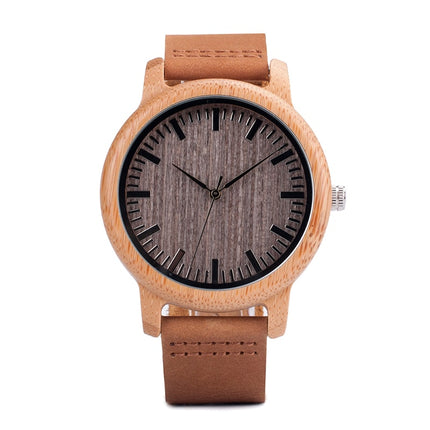 Elegant Genuine Leather Bamboo Wood Men's Watches - wnkrs