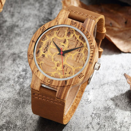 Geometric Printed Bamboo Wood Women's Watches - wnkrs