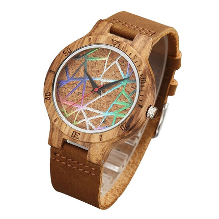 Geometric Printed Bamboo Wood Women's Watches - wnkrs