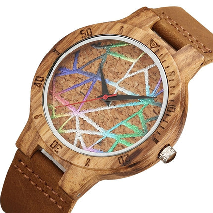 Geometric Printed Bamboo Wood Women's Watches - wnkrs
