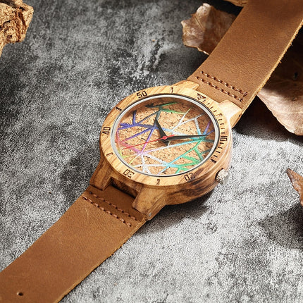 Geometric Printed Bamboo Wood Women's Watches - wnkrs