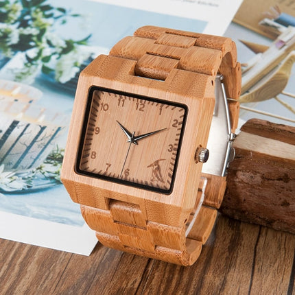 Square-Shaped Bamboo Wood Men's Watches - wnkrs
