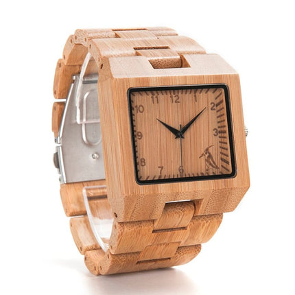 Square-Shaped Bamboo Wood Men's Watches - wnkrs