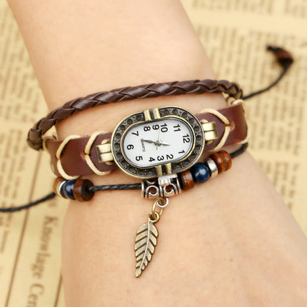 Women's Vintage Leather Bracelet Watch - wnkrs