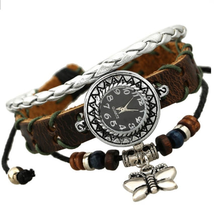 Women's Vintage Leather Bracelet Watch - wnkrs