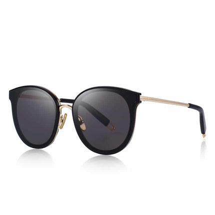 Women's Gold and Black Cat Eye Shaped Sunglasses - wnkrs