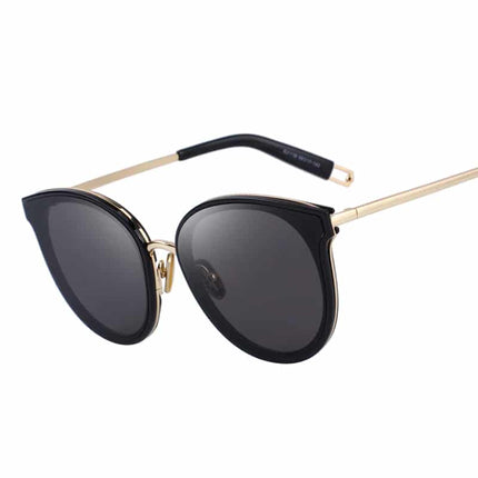 Women's Gold and Black Cat Eye Shaped Sunglasses - wnkrs