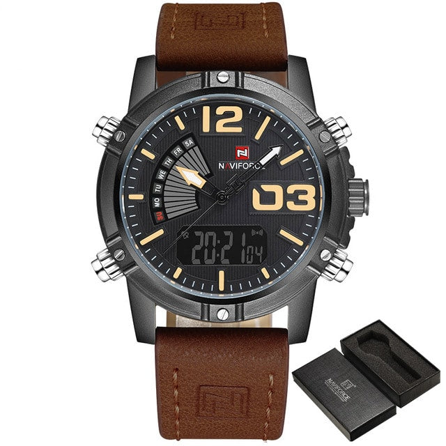 Men's Sport Style Wristwatch with Leather Band