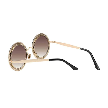 Women's Rhinestone Decorated Round Sunglasses - wnkrs