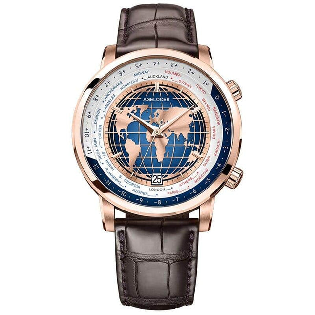 Golden World Map Luxury Aviator Men’s Watch - wnkrs