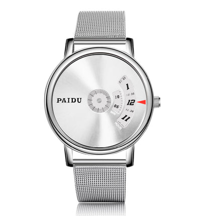 Men's Elegant Silver-colored Wristwatch with Stainless Steel Band - wnkrs