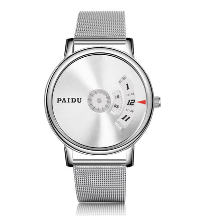 Men's Elegant Silver-colored Wristwatch with Stainless Steel Band - wnkrs