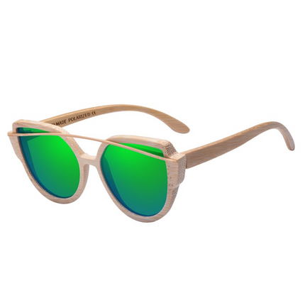 Cat Eye Colorful Lens Bamboo Wood Women's Sunglasses - wnkrs