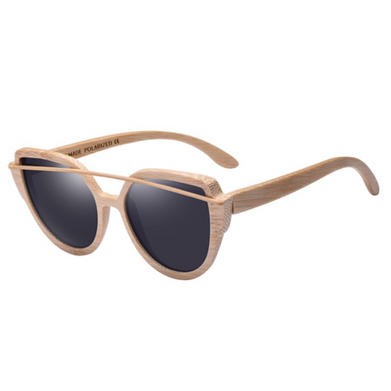 Cat Eye Colorful Lens Bamboo Wood Women's Sunglasses - wnkrs
