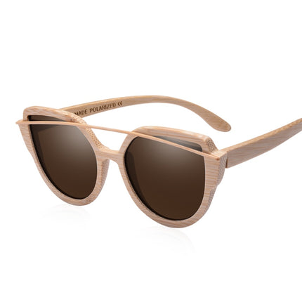 Cat Eye Colorful Lens Bamboo Wood Women's Sunglasses - wnkrs