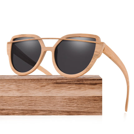 Cat Eye Colorful Lens Bamboo Wood Women's Sunglasses - wnkrs