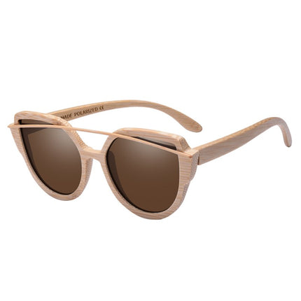 Cat Eye Colorful Lens Bamboo Wood Women's Sunglasses - wnkrs