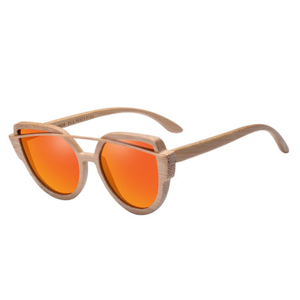 Cat Eye Colorful Lens Bamboo Wood Women's Sunglasses - wnkrs