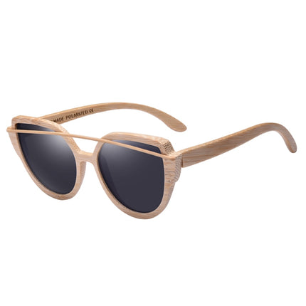 Cat Eye Colorful Lens Bamboo Wood Women's Sunglasses - wnkrs