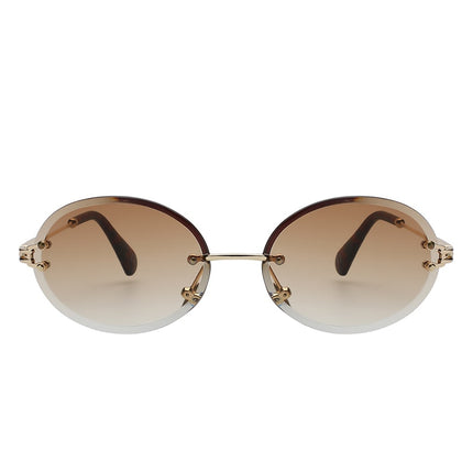 Retro Oval Frameless Sunglasses - wnkrs