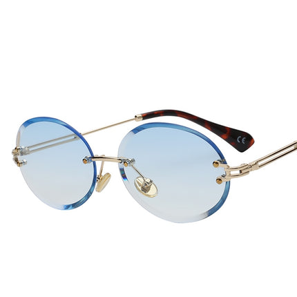 Retro Oval Frameless Sunglasses - wnkrs