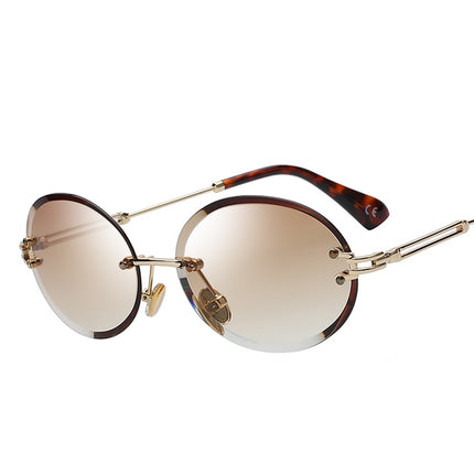 Retro Oval Frameless Sunglasses - wnkrs