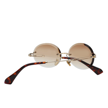 Retro Oval Frameless Sunglasses - wnkrs