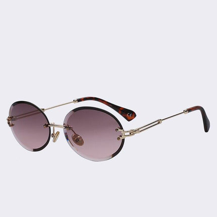 Retro Oval Frameless Sunglasses - wnkrs