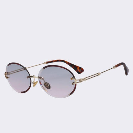 Retro Oval Frameless Sunglasses - wnkrs