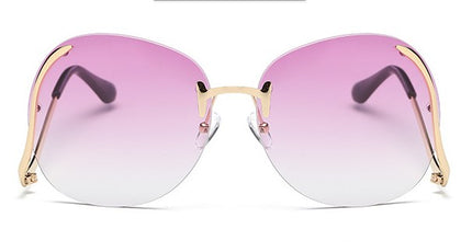 Women's Stylish Rimless Sunglasses with Large Colorful Lenses - wnkrs