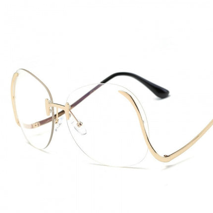 Women's Stylish Rimless Sunglasses with Large Colorful Lenses - wnkrs