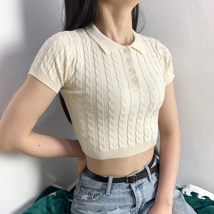Vintage Knitted Crop Top for Women - Wnkrs