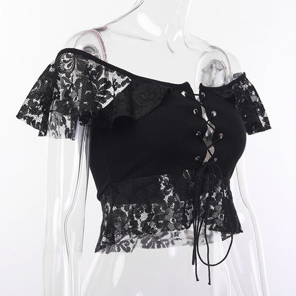 Women's Lace Square Collar Top - Wnkrs