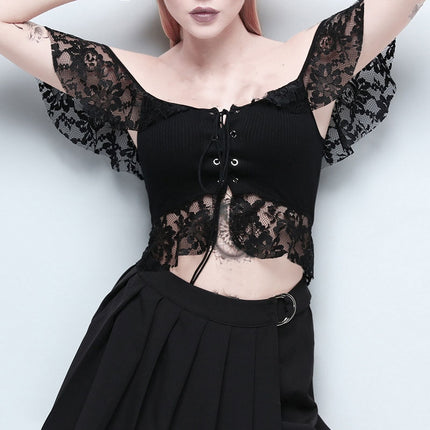 Women's Lace Square Collar Top - Wnkrs