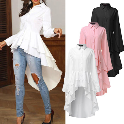 Women's Ruffled Asymmetrical Blouse - Wnkrs