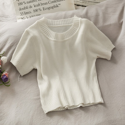 Women's Short Sleeved Knitted Crop Top - Wnkrs