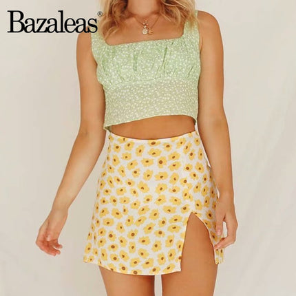 Women's Light Green Cropped Camis Top - Wnkrs