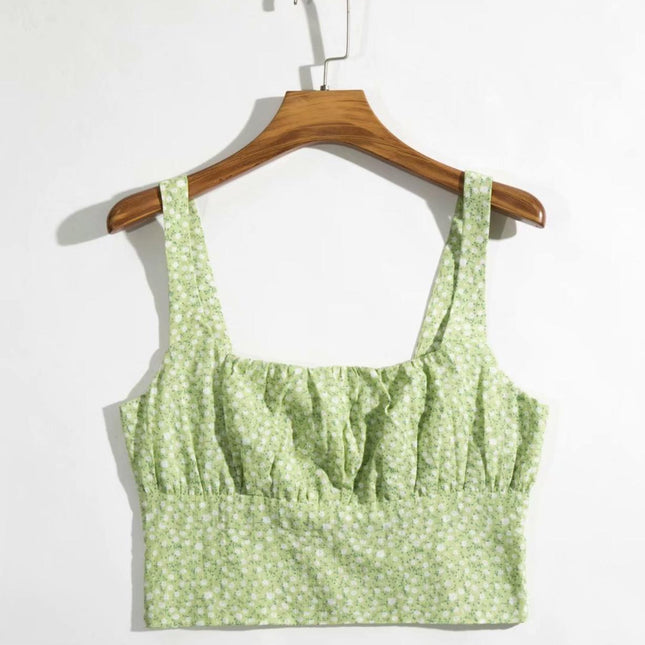 Women's Light Green Cropped Camis Top - Wnkrs