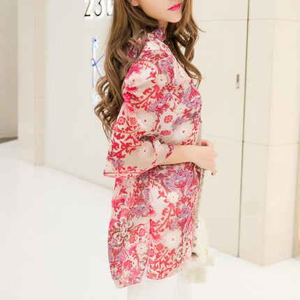 Women's Boho Half Sleeved Chiffon Blouse - Wnkrs