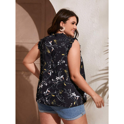 Plus Size Plants Print Top - Wnkrs