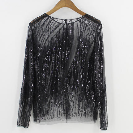 Women's Sequined Sheer Blouse - Wnkrs