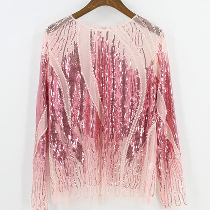 Women's Sequined Sheer Blouse - Wnkrs