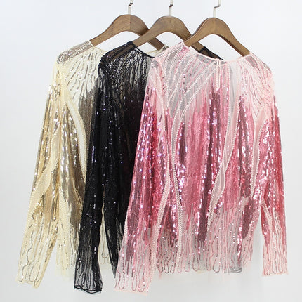 Women's Sequined Sheer Blouse - Wnkrs